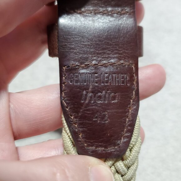 UNBRANDED Genuine Leather Stretch Woven Cord Belt Braided Tan Brown Unisex 42 - Picture 4 of 8